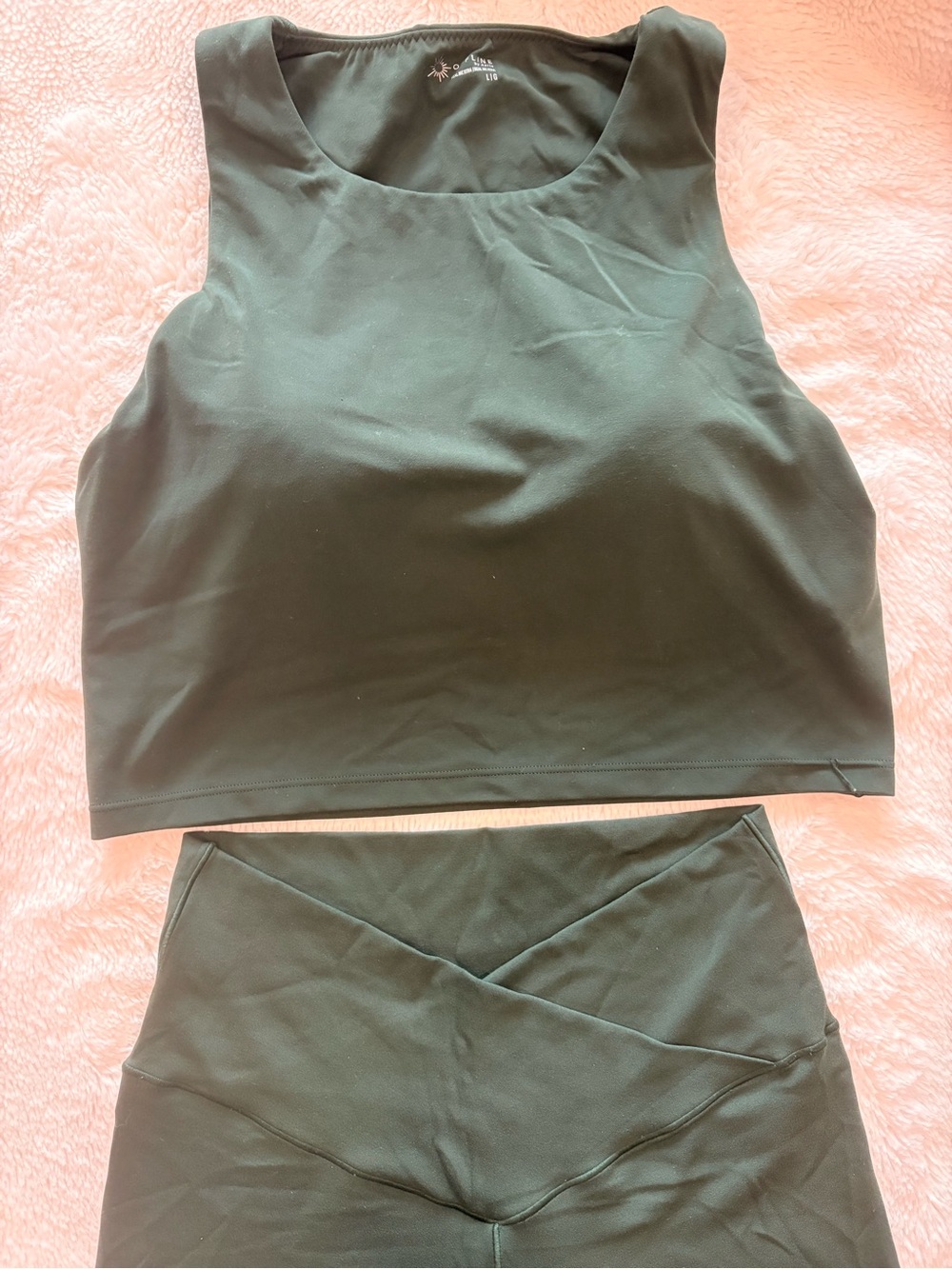 Mystical Green Crop Tank and Crossover High-Waist legging Set